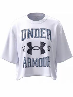 NWT Under Armour White Cropped Graphic Logo Tee